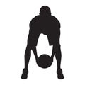 Professional basketball player silhouette with ball, vector illustration. Basketball dribbling skills, moves, tricks. Royalty Free Stock Photo