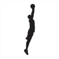 Professional basketball player silhouette jumping and shooting ball into the hoop, vector illustration Royalty Free Stock Photo