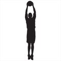 Professional basketball player silhouette jumping and shooting ball into the hoop, vector illustration Royalty Free Stock Photo