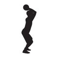 Professional basketball player silhouette shooting ball into the hoop, vector illustration Royalty Free Stock Photo