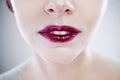 Professional beauty lips makeup. Make up closeup. Plump lips and perfect skin Royalty Free Stock Photo