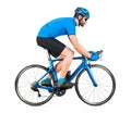 Professional bicycle road racing cyclist racer  in blue sports jersey on light carbon race cycle. sport exercise training cycling Royalty Free Stock Photo