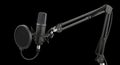 Professional black studio microphone and boom arm setup Royalty Free Stock Photo