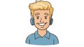 Professional Blond Guy Customer Service Icon Cartoon Vector Illustration Royalty Free Stock Photo