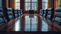 A professional boardroom with leather chairs and a polished table for business meetings Royalty Free Stock Photo