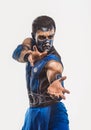 Professional bodyart Sub-Zero from Mortal Kombat Royalty Free Stock Photo