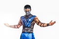 Professional bodyart Sub-Zero from Mortal Kombat Royalty Free Stock Photo