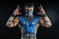 Professional bodyart Sub-Zero from Mortal Kombat Royalty Free Stock Photo