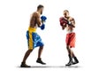 2 two professional box figters isolated on the white background
