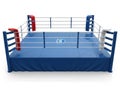Boxing ring with blue mat and red and white corner posts isolated on white background Royalty Free Stock Photo