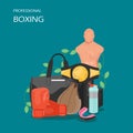 Professional boxing vector flat style design illustration