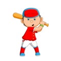 The professional boy is playing the baseball with the good pose Royalty Free Stock Photo