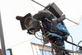 Broadcast video camera with teleoptics Royalty Free Stock Photo