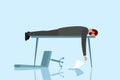 Professional burnout syndrome and despair. Exhausted sick tired male manager sad boring lies with head down on table