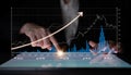 Professional business analysis with data visualization on digital tablet representing growth and financial success in a Royalty Free Stock Photo