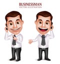 Professional Business Man Vector Character Holding Mobile Phone