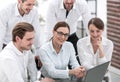 Professional business team sitting at the Desk in the office Royalty Free Stock Photo