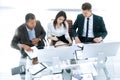 Professional business team sitting at Desk in the office Royalty Free Stock Photo