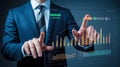 Businessman Interacting with Futuristic Digital Business Data Royalty Free Stock Photo