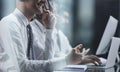 professional businesspeople working together, on research plan in boardroom. Royalty Free Stock Photo