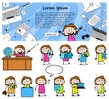 Professional Businesswoman - Set of Various Retro Concepts Vector illustrations