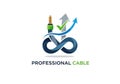Professional cable logo with upward arrow Royalty Free Stock Photo