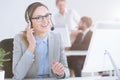 Call center worker listening to customers Royalty Free Stock Photo