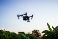 Professional camera drone flying Royalty Free Stock Photo