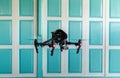 Professional camera drone flying. Royalty Free Stock Photo