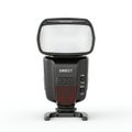 Professional Camera Flash Unit with Diffuser on White Background Royalty Free Stock Photo