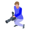 Professional cameraman icon, isometric style