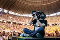 Professional cameraman shooting concert on Ukrainian Song Project 2018