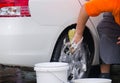 Professional car detailing and wash by hand Royalty Free Stock Photo