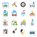 Professional car wash objects and icons