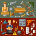 Professional carpenter and professional electrician Royalty Free Stock Photo