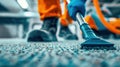 Professional Carpet Cleaning in Progress. Generative ai Royalty Free Stock Photo