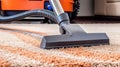 Professional Carpet Cleaning Service. Janitor Using Vacuum Cleaner. Generative Ai Royalty Free Stock Photo