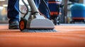 Professional Carpet Cleaning Service. Janitor Using Vacuum Cleaner. Generative Ai Royalty Free Stock Photo