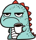 Funny grumpy dinosaur mascot with red spikes and an angry face Royalty Free Stock Photo