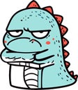 Funny grumpy dinosaur mascot with red spikes and an angry face Royalty Free Stock Photo