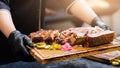 Professional catering smoked meat assortment Royalty Free Stock Photo