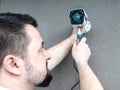 Professional CCTV technician working