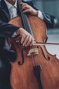 Professional cellist performing