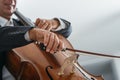 Professional cellist performing