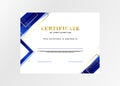 Professional certificate design in blue and gold theme Royalty Free Stock Photo