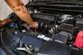 Professional check engine oil details and cleaning