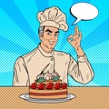 Professional Chef Cook Gesturing OK. Pop Art