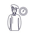 professional chef female with clock time Royalty Free Stock Photo