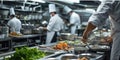 Professional Chefs Working in a Busy Restaurant Kitchen. Resplendent. Royalty Free Stock Photo