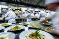 Professional Chefs Working in a Busy Restaurant Kitchen. Resplendent. Royalty Free Stock Photo